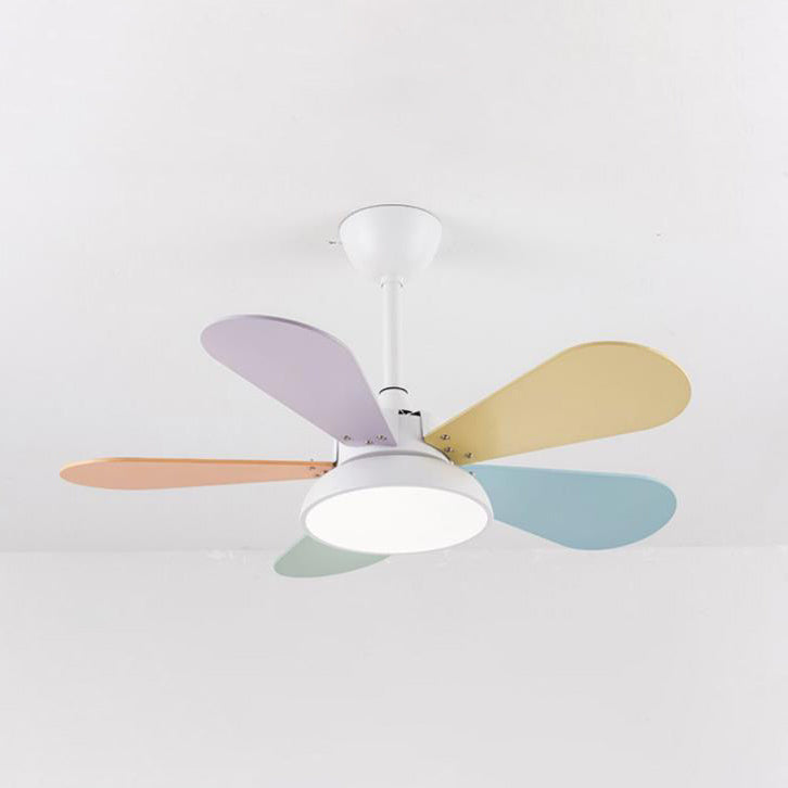 Colorful Round Fan Leaf Kids Downrods Ceiling Light
