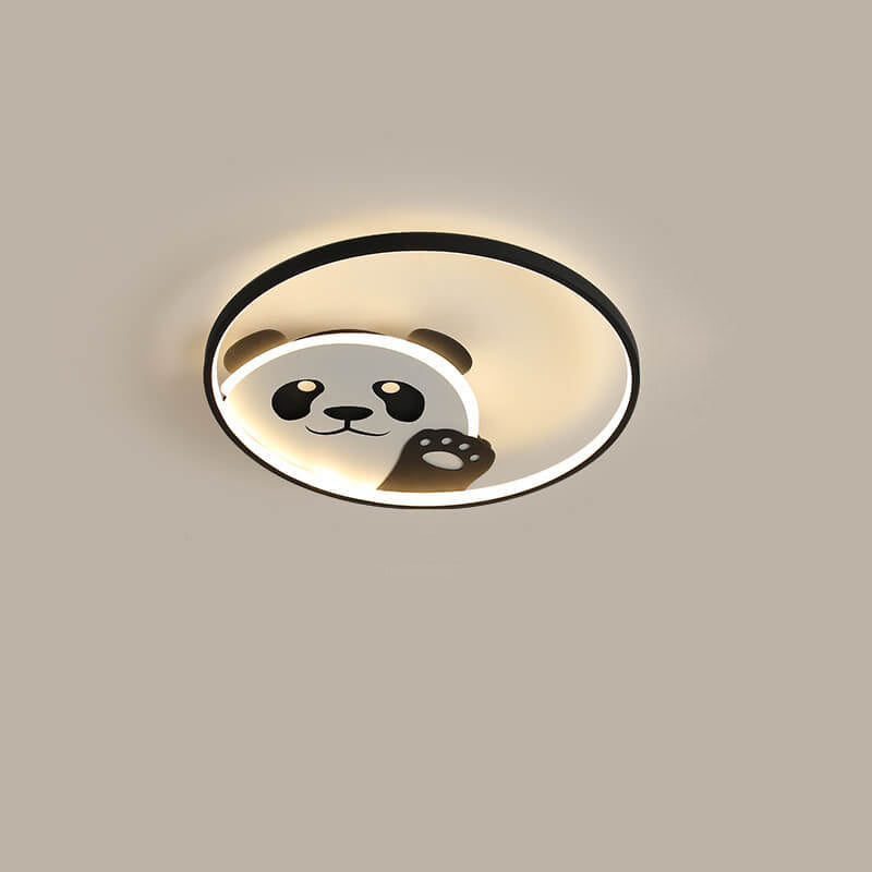 Cute Cartoon Panda Round LED Flush Mount Ceiling Light - Kids Bedroom Lighting, Nursery Decor, Adorable Animal Design, Child-Friendly Illumination, Modern Ceiling Fixture, Playroom Lighting, Eco-Friendly LED Light