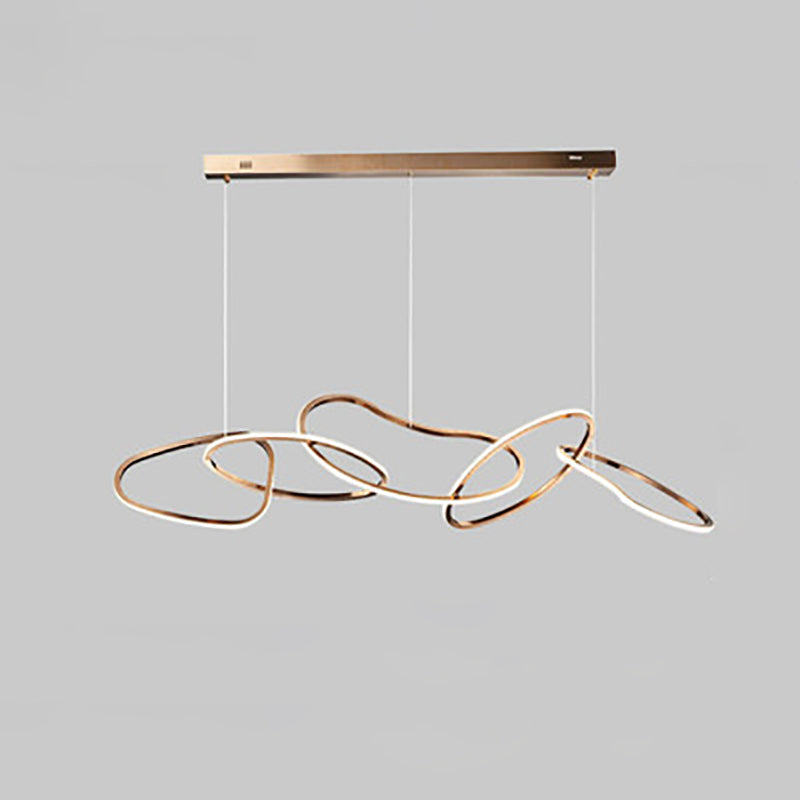 Contemporary Nordic Stainless Steel Round Toroidal LED Chandelier for Dining Room