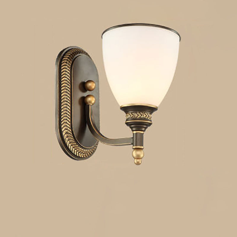 Vintage Round Glass Iron Wall Sconce Lamp - 1/2 Light Bedroom Fixture