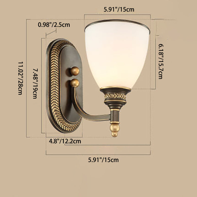 Vintage Round Glass Iron Wall Sconce Lamp - 1/2 Light Bedroom Fixture