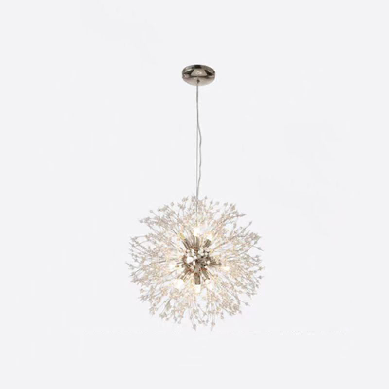 Contemporary Scandinavian Dandelion Crystal Chandelier - 8/9/12/16 Lights for Bedroom Elegance