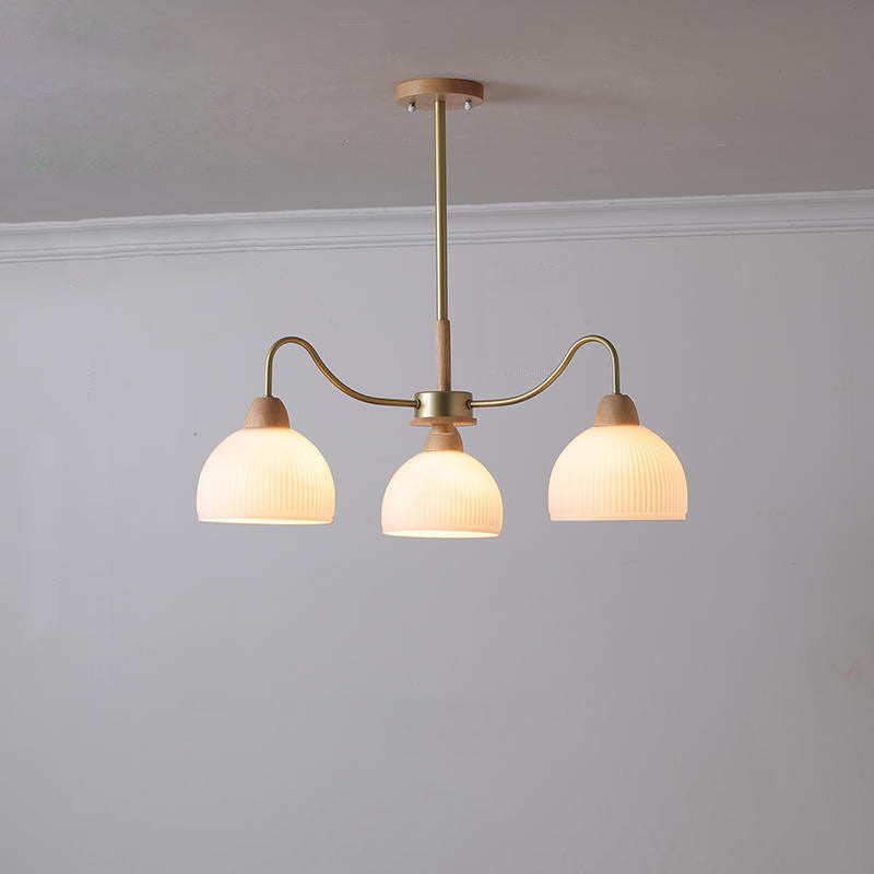 Contemporary Scandinavian Rubberwood Iron Round Chandelier - 3/6/8 Lights for Living Room