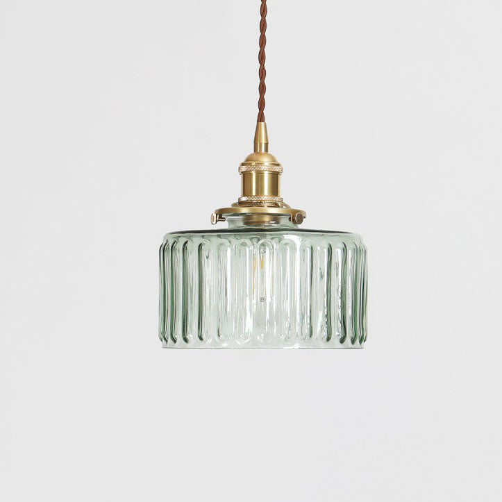 Traditional Japanese Brass Round Jar Pendant Light for Living Room