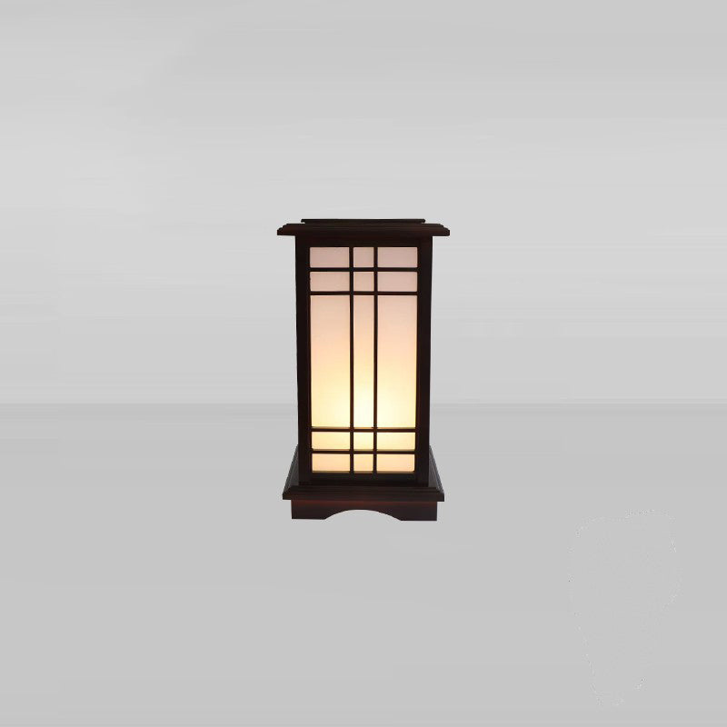 Traditional Chinese Rectangular Parchment Wood 1-Light Floor Lamp for Entertainment Rooms