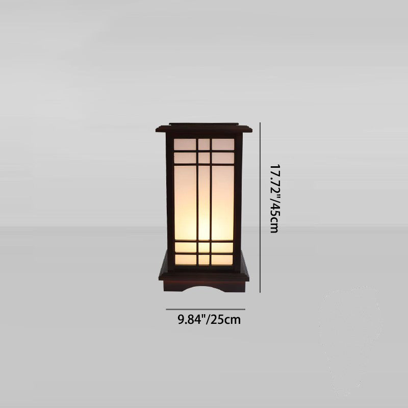 Traditional Chinese Rectangular Parchment Wood 1-Light Floor Lamp for Entertainment Rooms