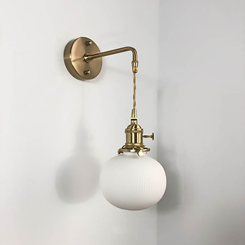 Japanese Retro Minimalist Brass Lucite Wall Sconce 1-Light Lamp