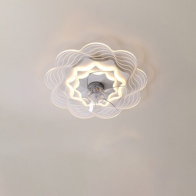 Modern Light Luxury Geometric LED Flush Mount Ceiling Fan Light