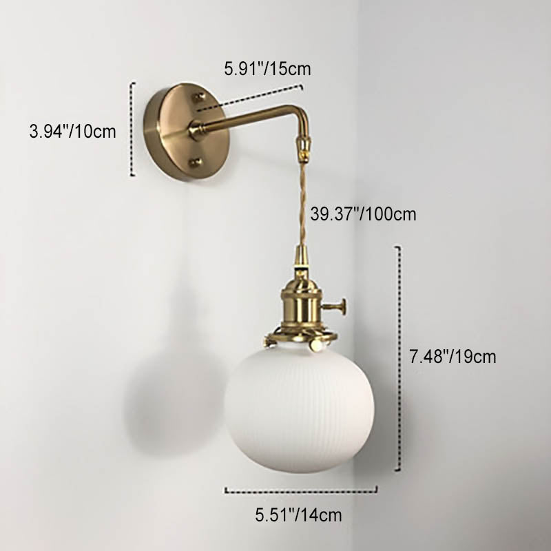 Japanese Retro Minimalist Brass Lucite Wall Sconce 1-Light Lamp