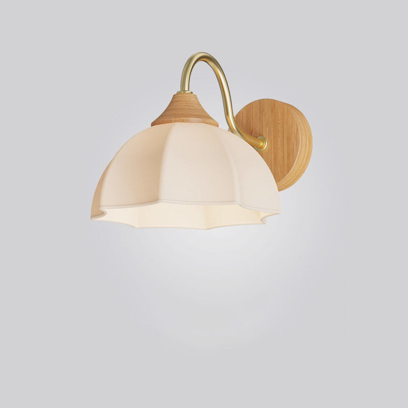Contemporary Nordic Iron Glass Striped Round Log Wall Sconce - 1-Light Lamp for Living Room & Bedroom
