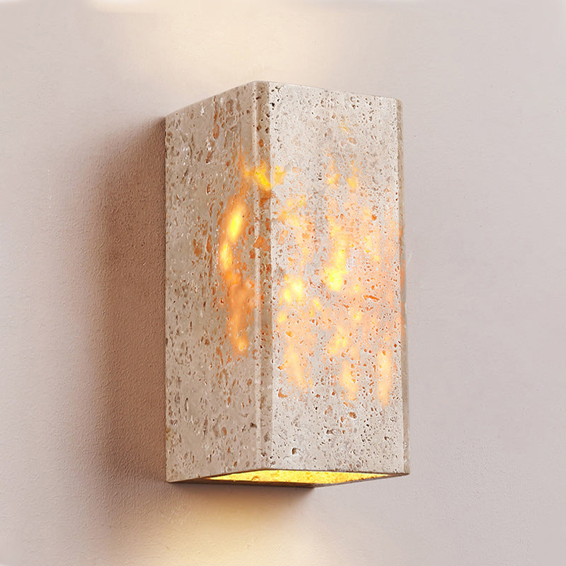 Traditional Japanese Waterproof Yellow Travertine LED Wall Sconce for Hallway