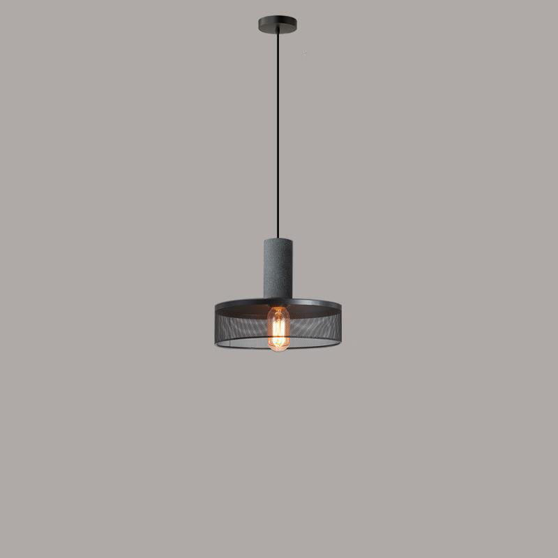 Contemporary Industrial Tapered Cement & Iron Pendant Light - 1-Light for Living Room