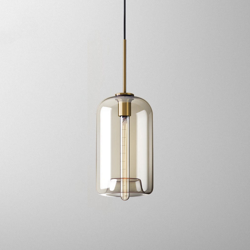 Contemporary Nordic Iron Glass Pendant Light - Round Geometric 1-Light Fixture for Living Room & Bedroom