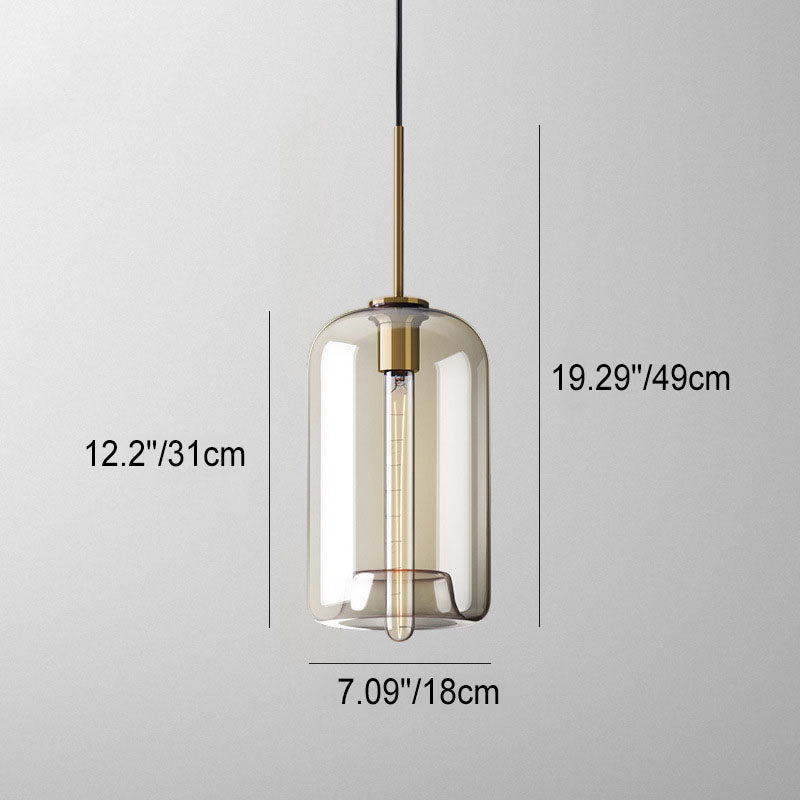 Contemporary Nordic Iron Glass Pendant Light - Round Geometric 1-Light Fixture for Living Room & Bedroom