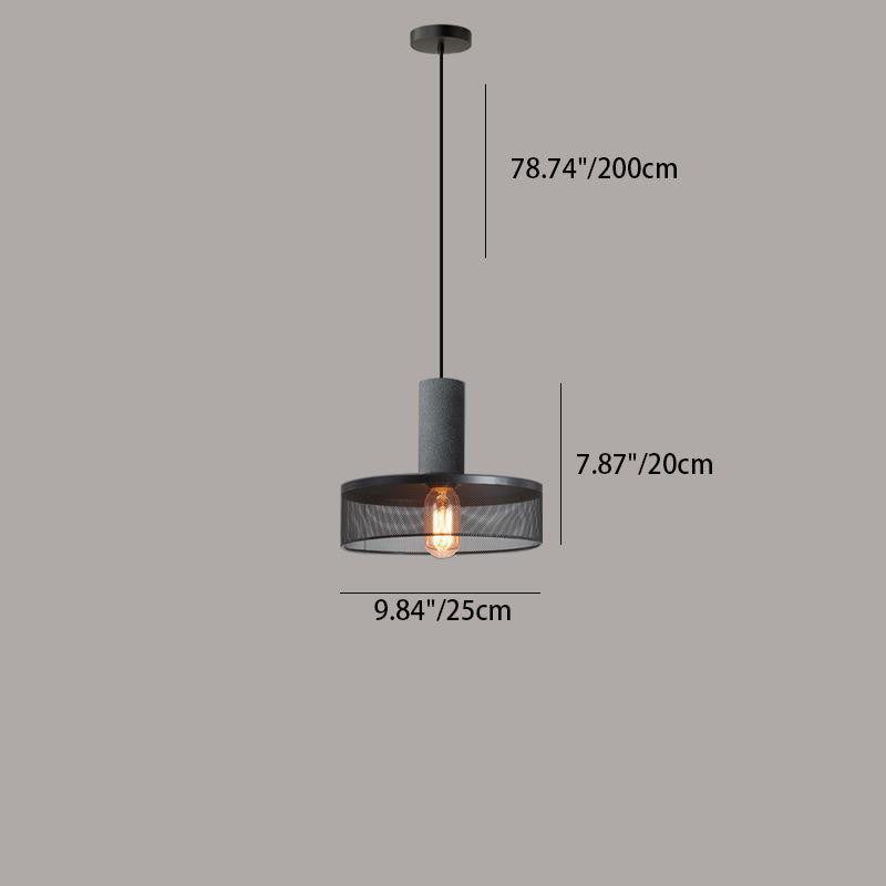 Contemporary Industrial Tapered Cement & Iron Pendant Light - 1-Light for Living Room