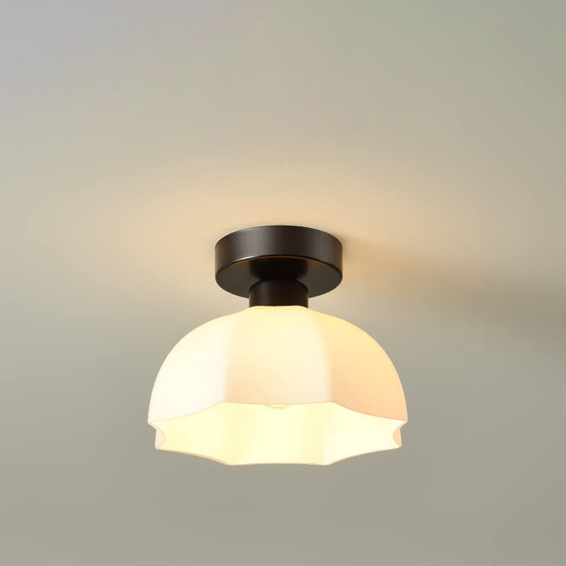 Scandinavian Modern Iron Glass Ceramic Flower Diamond Semi-Flush Mount Light