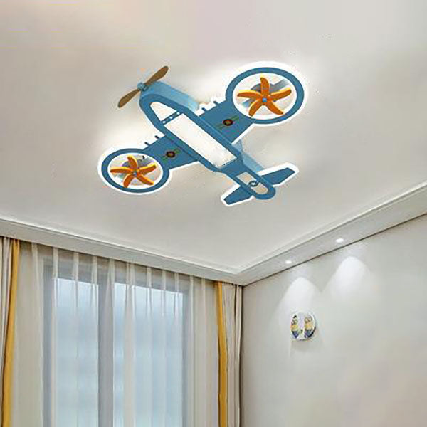 Contemporary LED Aircraft Ceiling Fan Light for Kids' Bedroom