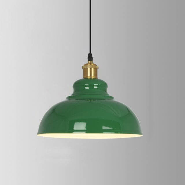 Industrial Vintage Green Iron Cone Pendant Light - 1-Light Hanging Fixture