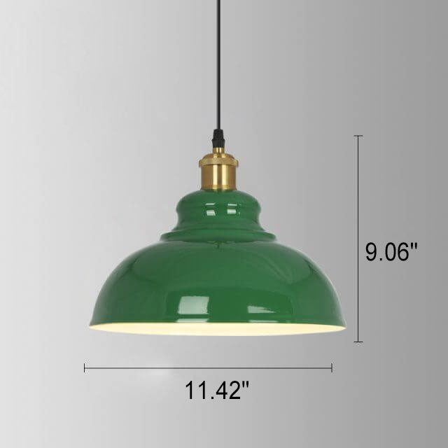 Industrial Vintage Green Iron Cone Pendant Light - 1-Light Hanging Fixture