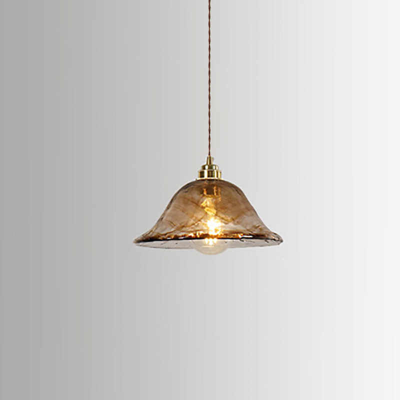 Vintage Amber Glass Pendant Light - 1-Light Ceiling Fixture for Home Decor, Retro Lighting, Industrial Style, Elegant Hanging Lamp