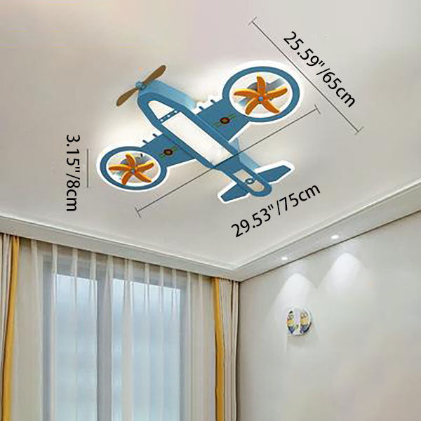 Contemporary LED Aircraft Ceiling Fan Light for Kids' Bedroom