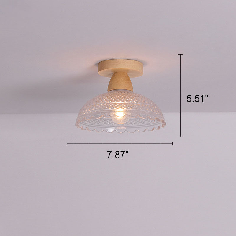 Japanese Minimalist Log Glass Semi-Flush Mount Light