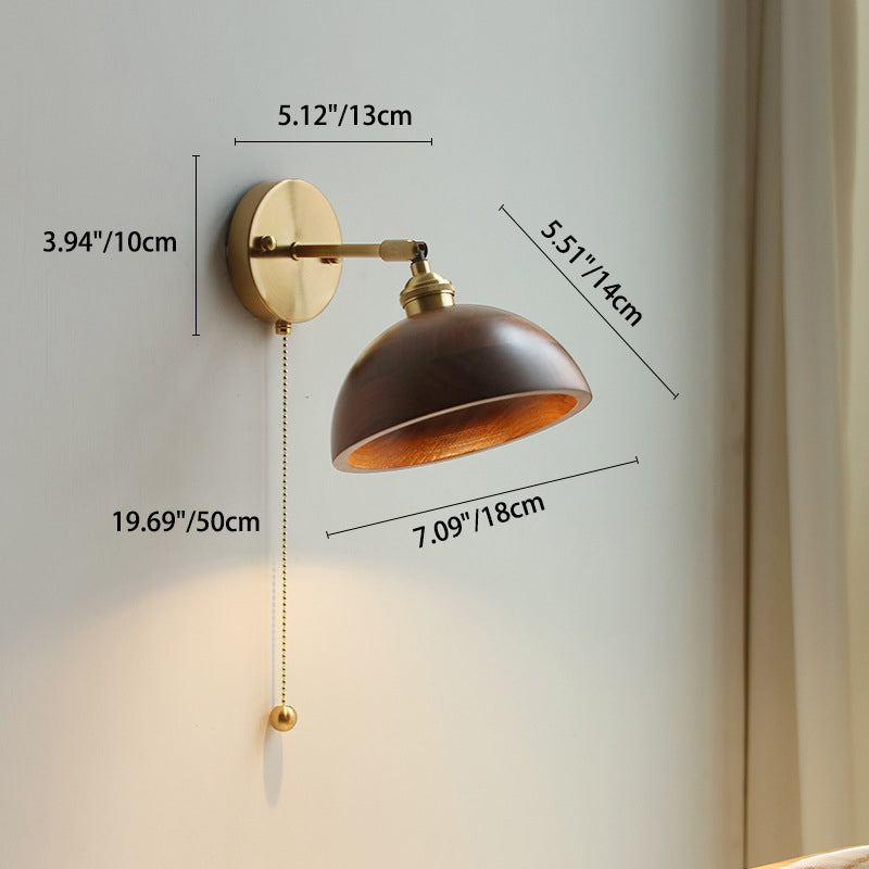 Contemporary Scandinavian Copper Wood 1-Light Wall Sconce for Bedroom  

Illuminate your bedroom with this stylish Scandinavian-inspired wall sconce. The unique round cone design combines warm copper and natural wood for a modern touch. This 1-light fixtu
