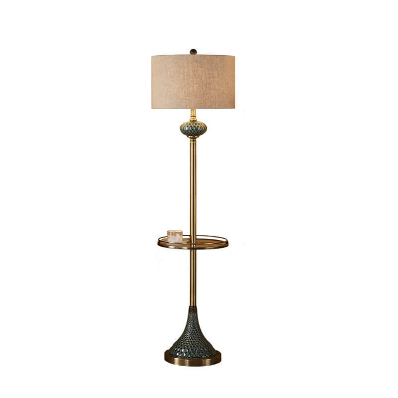 European Light Luxury Floor Lamp with Ceramic Hardware - 1-Light Design Fabric Shade