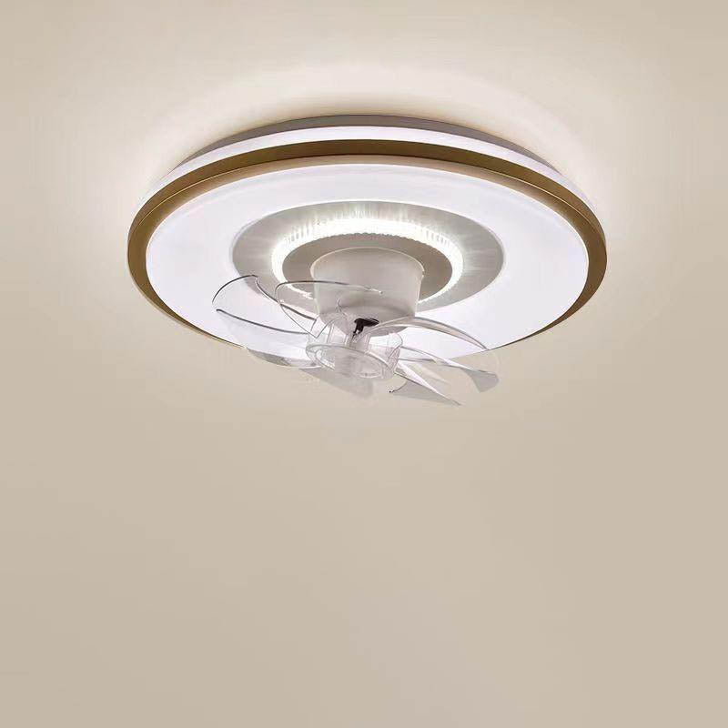 Modern Minimalist Round LED Flush Mount Ceiling Fan Light for Living Room