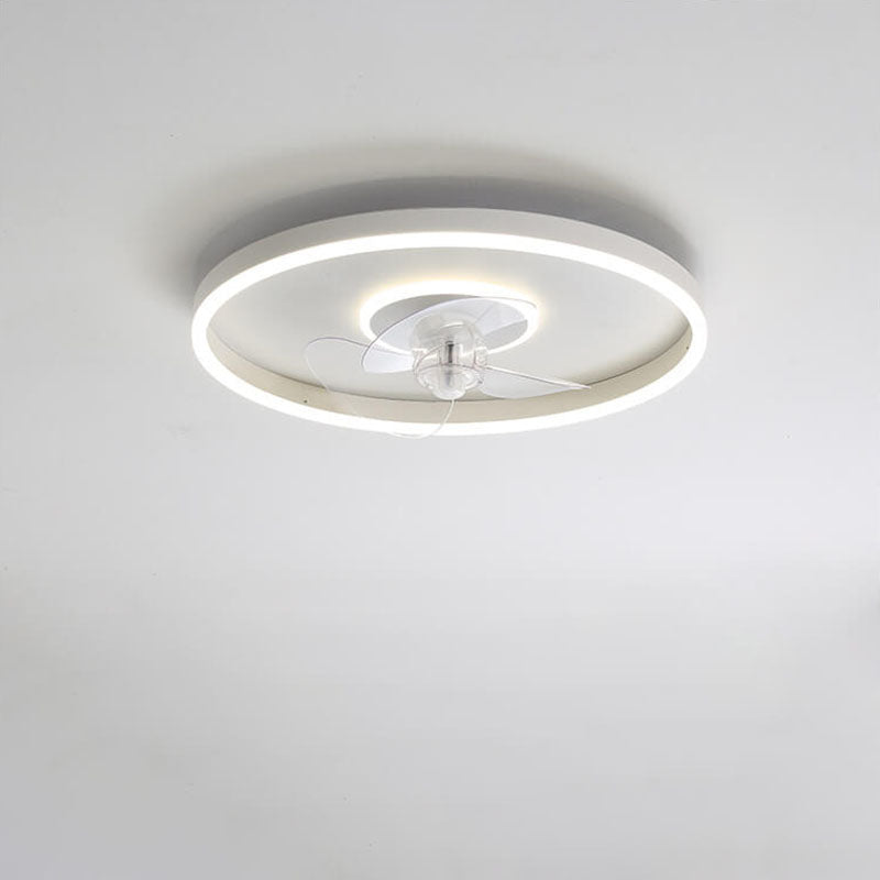 Contemporary Nordic Round LED Flush Mount Ceiling Fan Light for Living Room & Bedroom