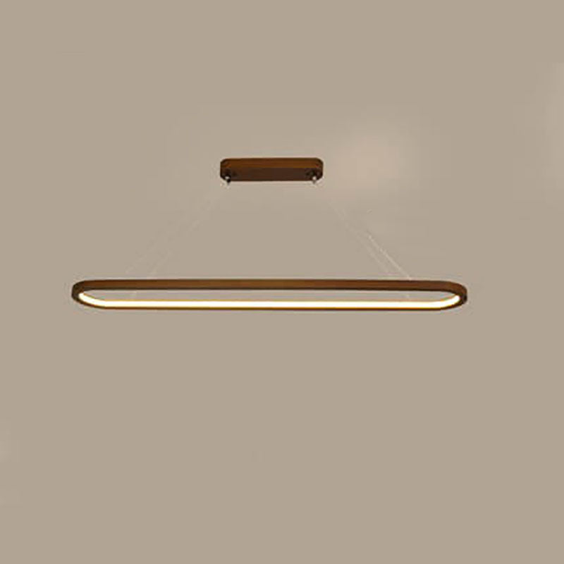 Modern Chinese Solid Wood Round Ring LED Chandelier Island Light