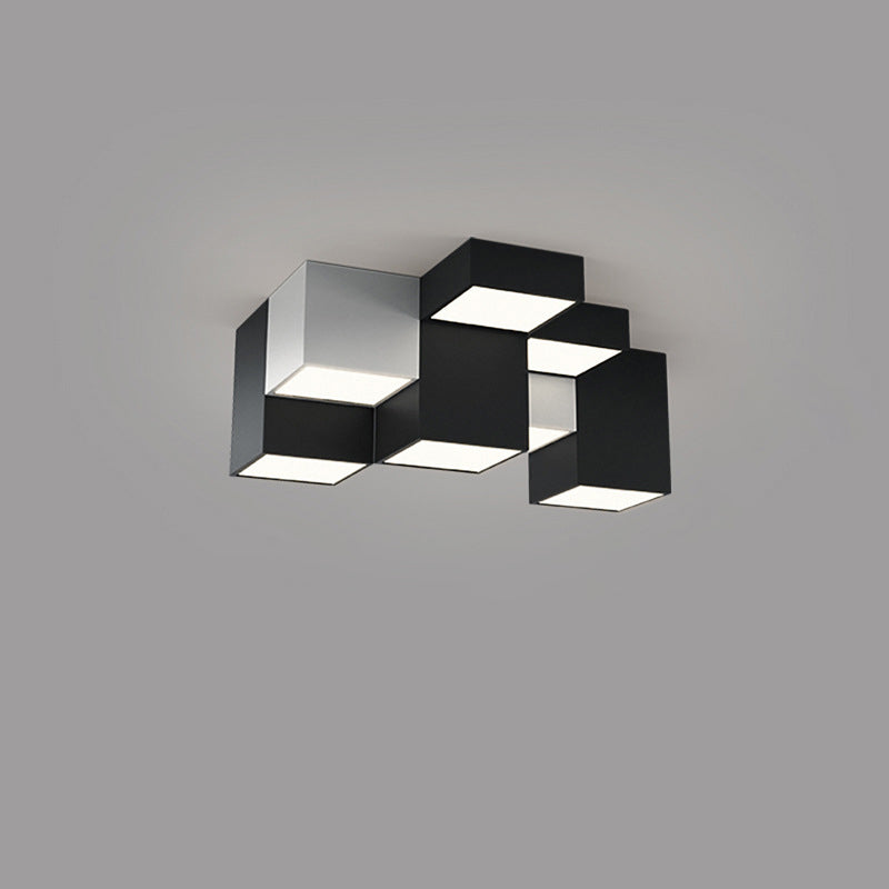 Modern Minimalist Cube LED Flush Mount Ceiling Light for Living Room