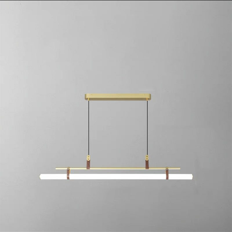 Modern Minimalist LED Island Light Chandelier - Iron, Acrylic & Faux Leather for Living & Dining Rooms