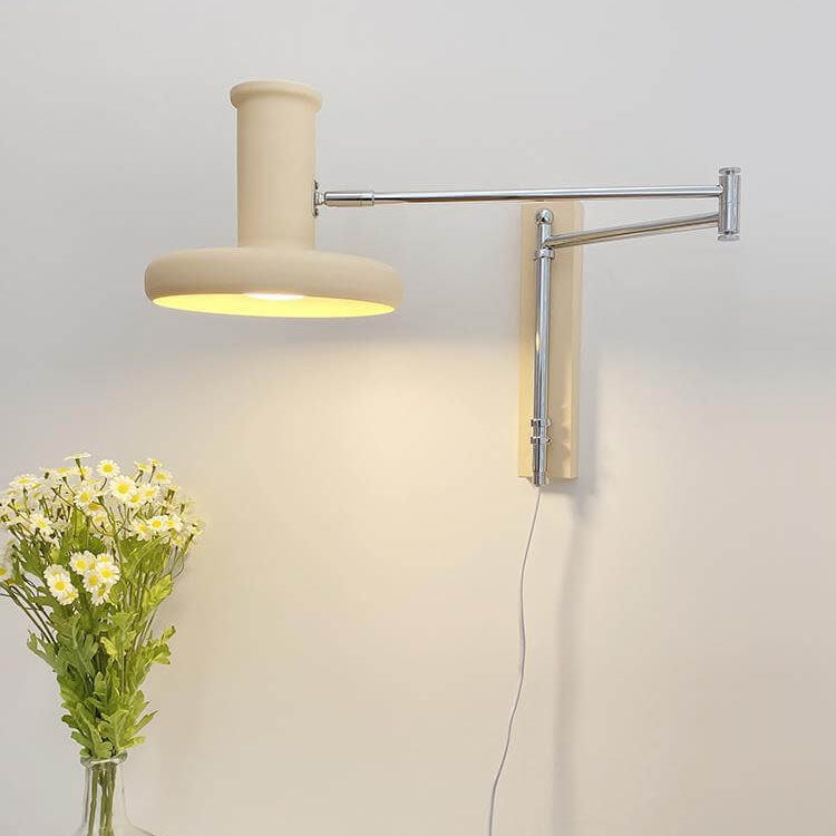 Nordic Minimalist Beige Swing Arm Wall Sconce Lamp
