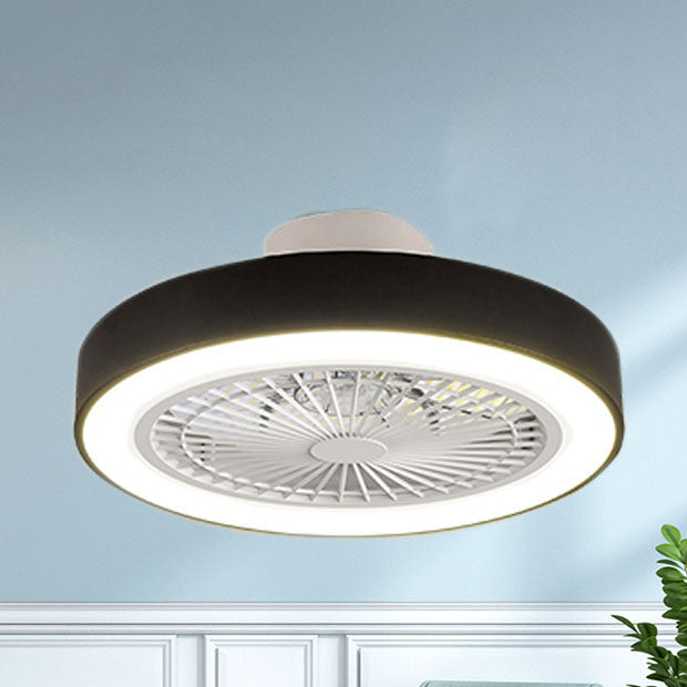 Modern Minimalist Copper LED Flush Mount Ceiling Fan Light