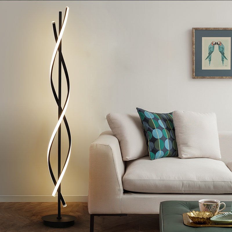Minimalist 1-Light Spiral LED Floor Lamp - Modern Lighting Solution for Home Decor