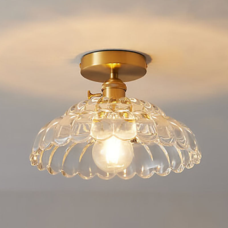 Modern French Minimalist Glass Flower Semi-Flush Mount Light