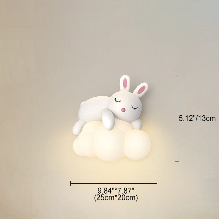 Contemporary Nordic Kids Bear Rabbit LED Wall Sconce Lamp for Bedroom, Cute Animal Wall Light, Childrens Room Decor, Nursery Lighting, Kawaii LED Lamp, Modern Kids Room Accessories, Scandinavian Style Wall Lamp