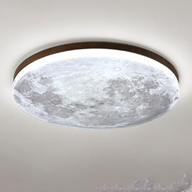 Modern Minimalist LED Flush Mount Ceiling Light - Round PVC Acrylic Moon Design for Living Room