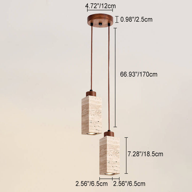 Wabi-Sabi Solid Wood & Stone Island Light Chandelier - 1/2/3-Light Rustic Fixture