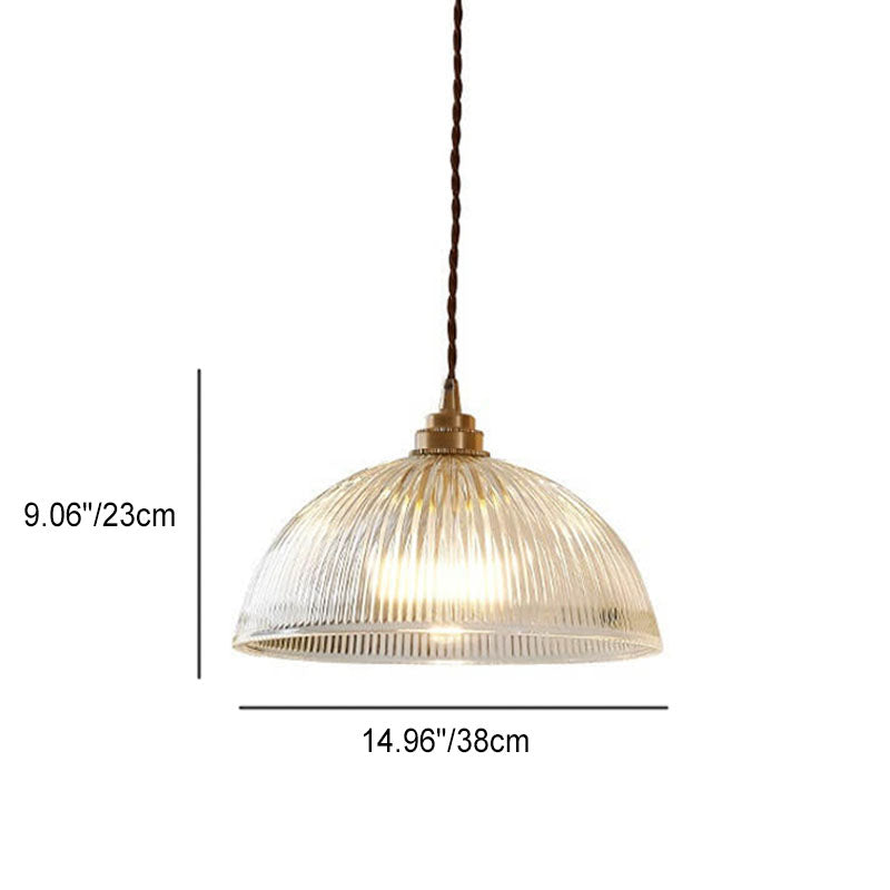 Modern Minimalist Brass Glass Dome Pendant Light 1-Light Fixture