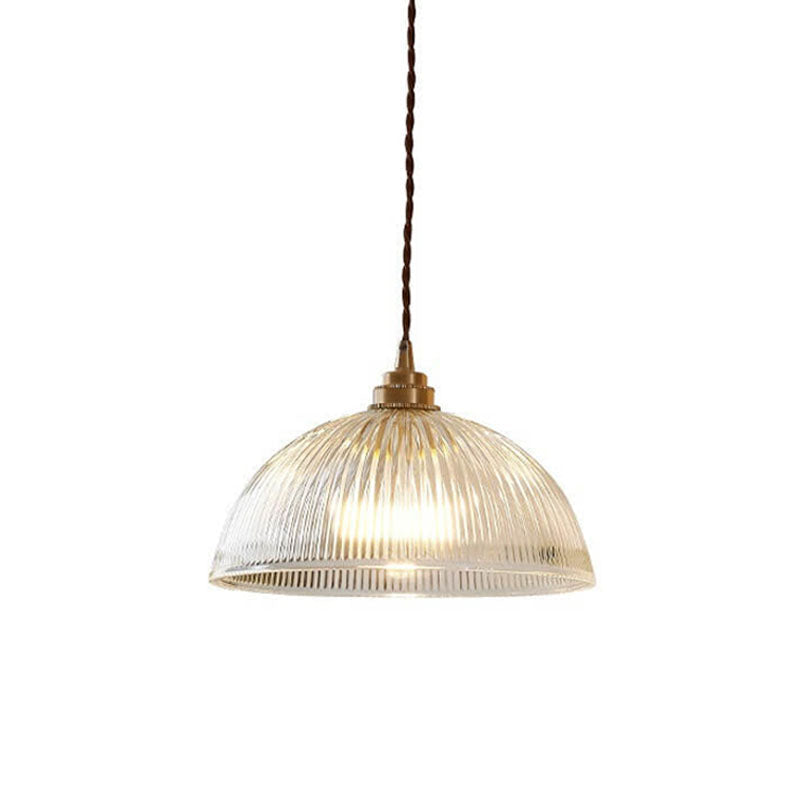 Modern Minimalist Clear Brass Glass Dome Pendant Light 1-Light