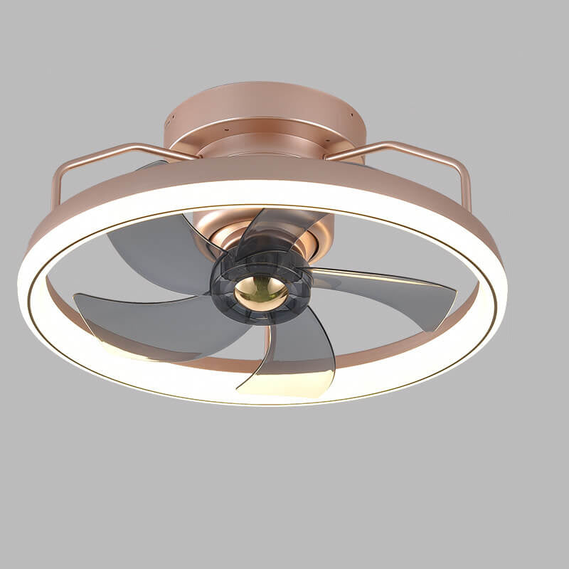 Modern Minimalist LED Ceiling Fan Light - Circle Ring Acrylic Shade Semi-Flush Mount