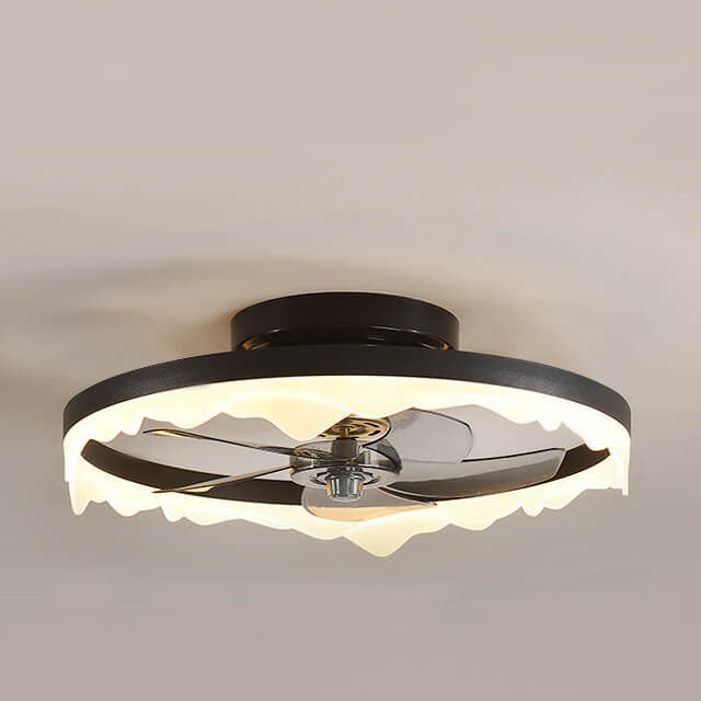 Minimalist Round Acrylic LED Semi-Flush Mount Ceiling Fan Light