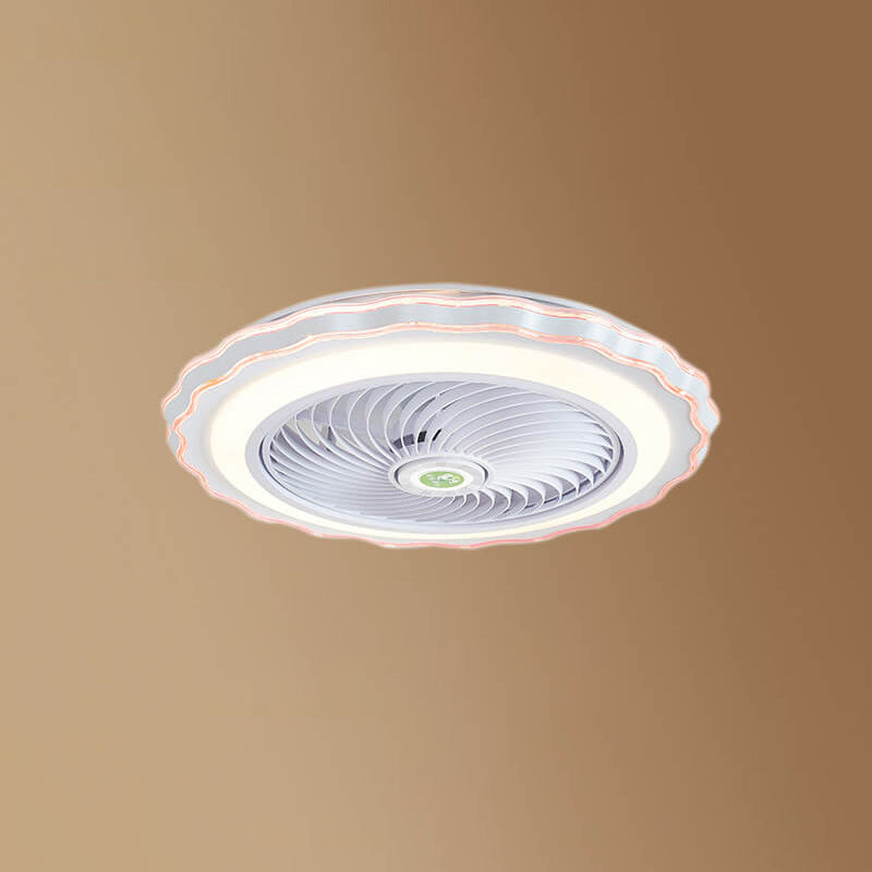 Modern Round Flower LED Flush Mount Ceiling Fan Light