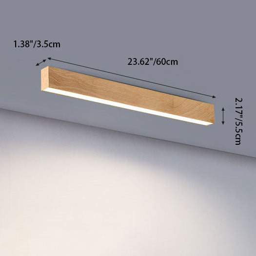 Modern Minimalist LED Flush Mount Ceiling Light - Wood Grain Aluminum Strips Design