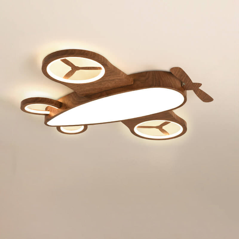 Cartoon Wood Grain Aircraft LED Kids Ceiling Light