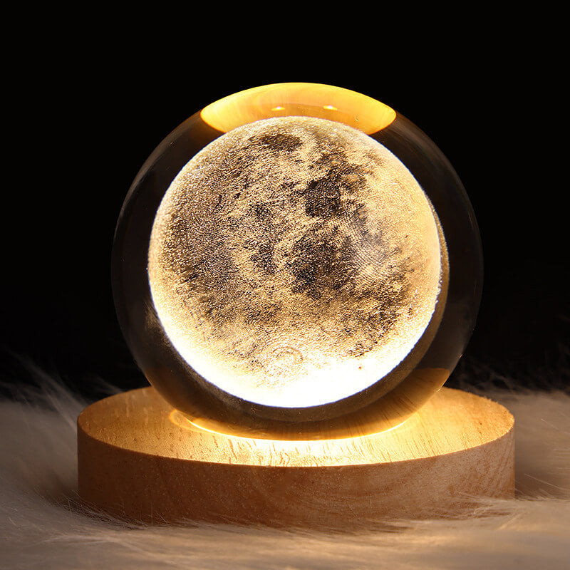 Contemporary Star System Crystal Ball USB LED Night Light Table Lamp for Bedroom, Modern Decorative Nightlight, Space-Themed Bedroom Decor, Adjustable Brightness, Ambient Lighting for Kids and Adults, Unique Gift Idea for Home Decor