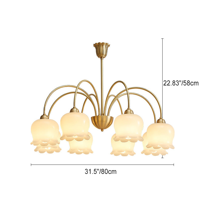 Traditional French Floral Copper Glass Chandelier - 5/6/8 Light for Living Room