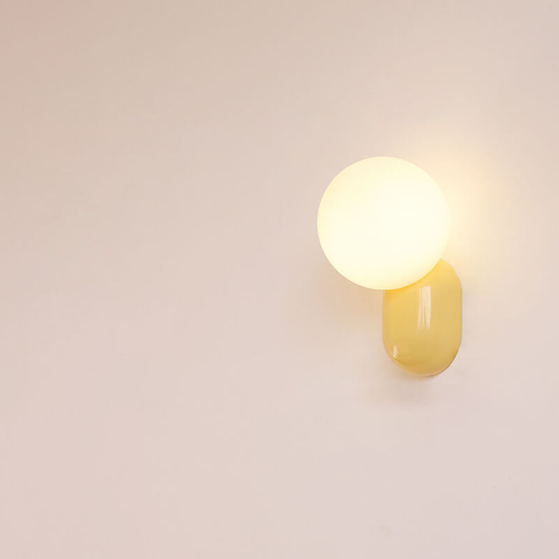 Macaron Cream Resin Glass Ball Wall Sconce Lamp - 1-Light Modern Decor